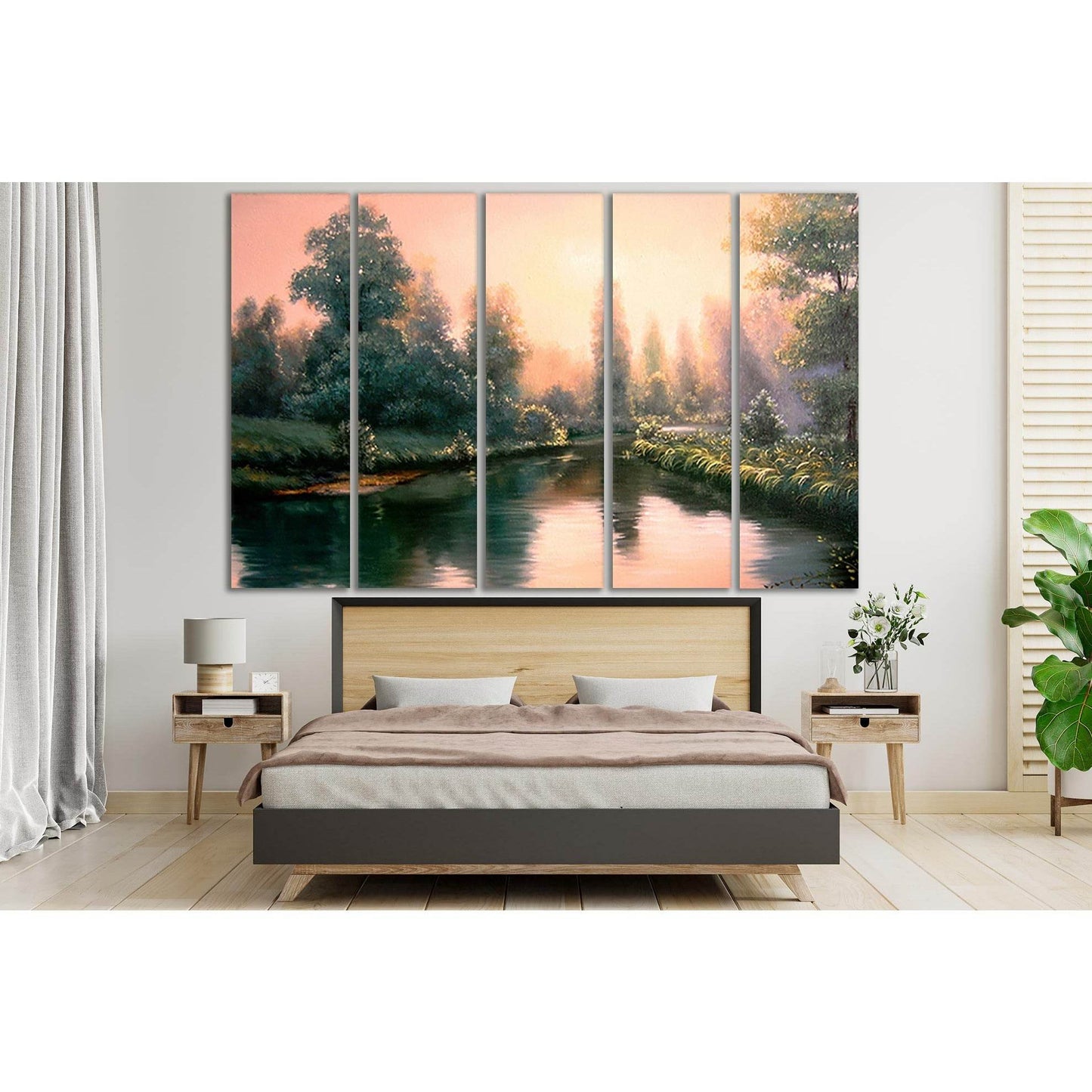 Colorful Summer Forest Beautiful River №SL575 Ready to Hang Canvas Print - Zellart Canvas Prints 0new, ALL_Products, Oil Painting Wall Art