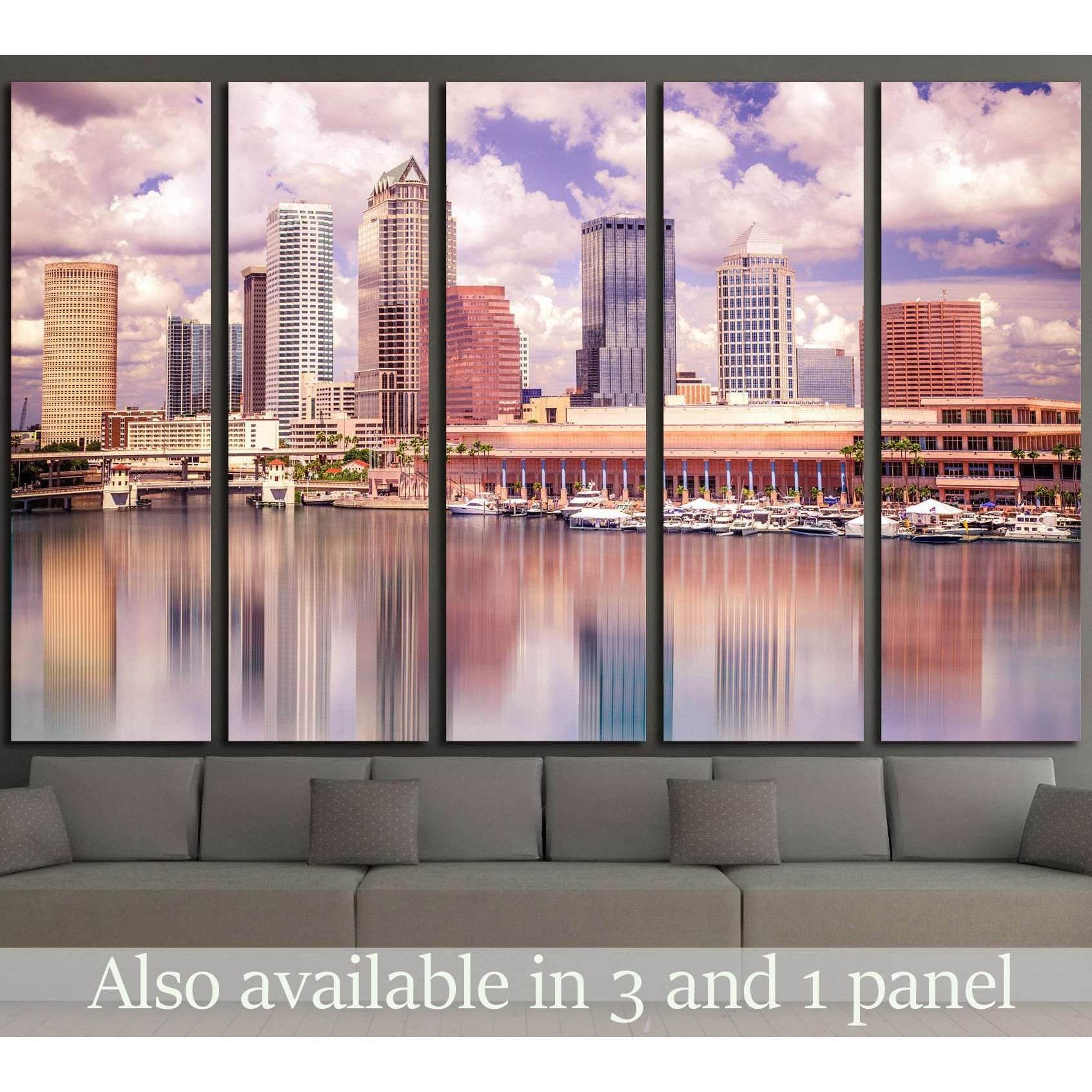 Colorful Tampa Florida skyline and bay №1759 Ready to Hang Canvas Print - Zellart Canvas Prints ALL_Products, s-1759