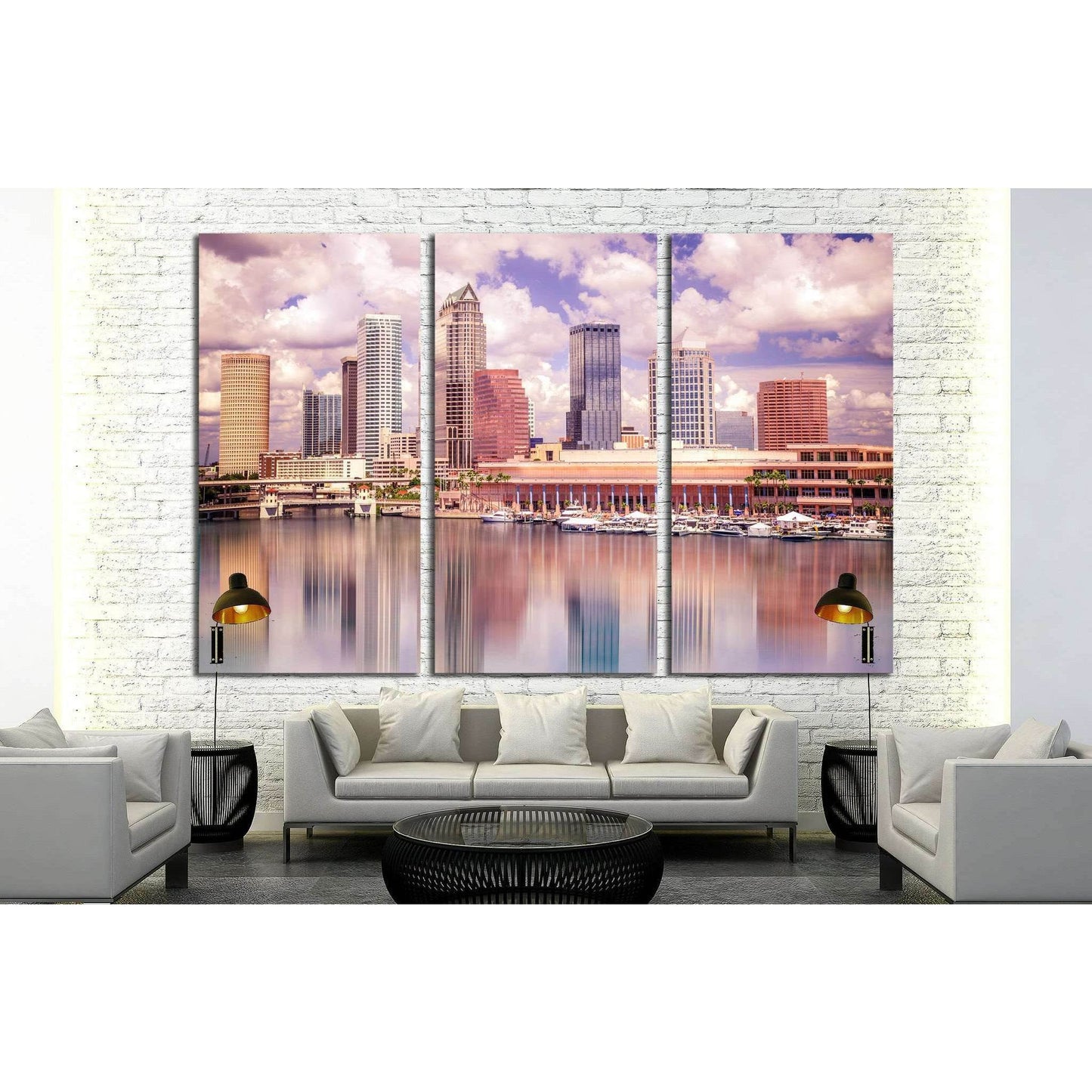 Colorful Tampa Florida skyline and bay №1759 Ready to Hang Canvas Print - Zellart Canvas Prints ALL_Products, s-1759