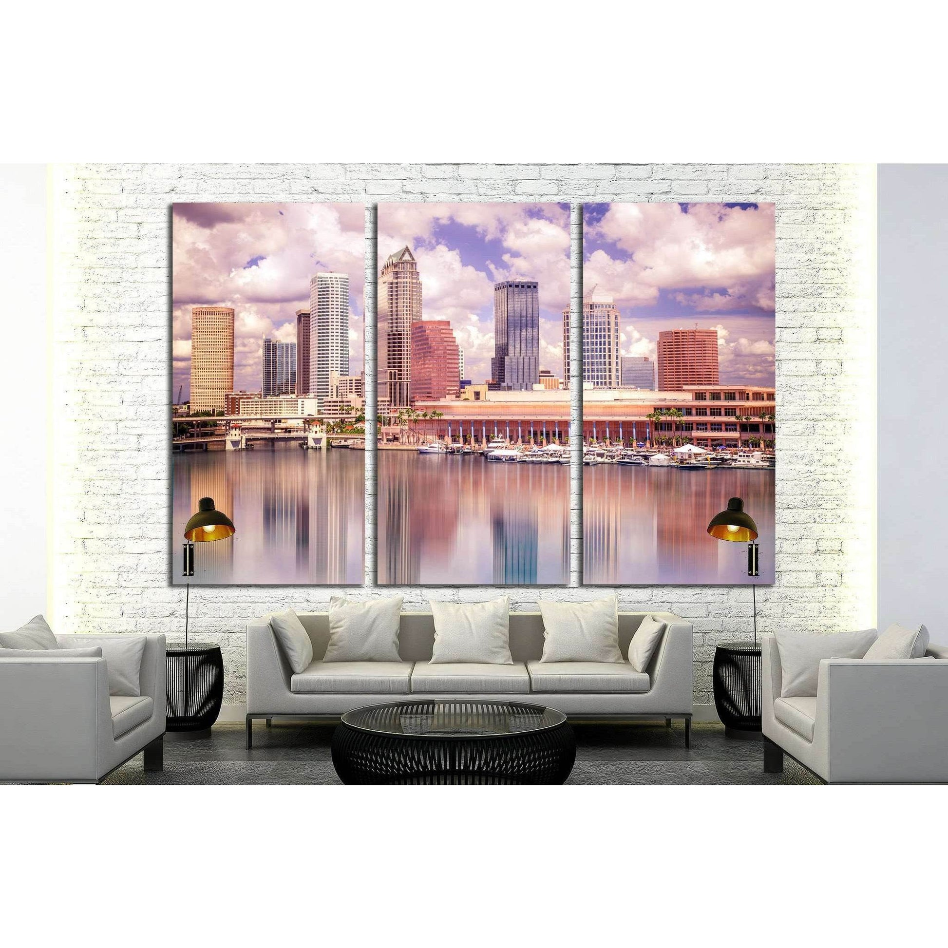 Colorful Tampa Florida skyline and bay №1759 Ready to Hang Canvas Print - Zellart Canvas Prints ALL_Products, s-1759