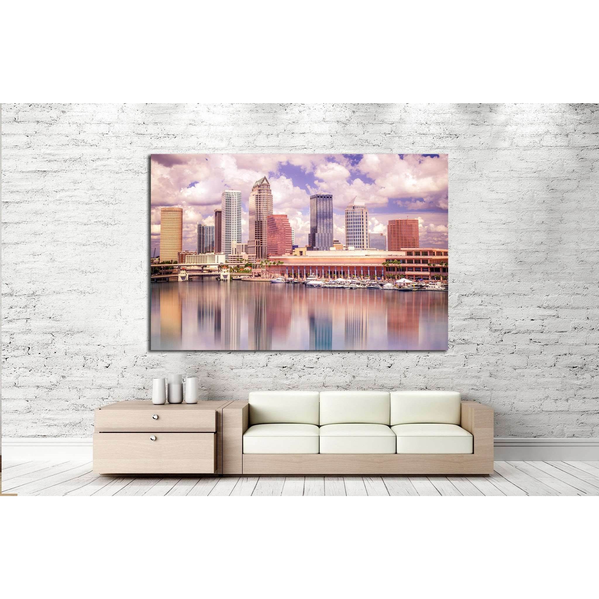 Colorful Tampa Florida skyline and bay №1759 Ready to Hang Canvas Print