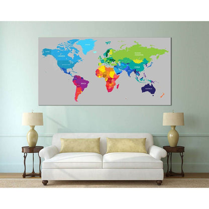 Colorful World Map №113 Ready to Hang Canvas Print - Zellart Canvas Prints ALL_Products, wd-113