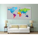 Colorful World Map №113 Ready to Hang Canvas Print