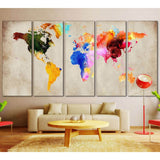Colorful World Map №870 Ready to Hang Canvas Print