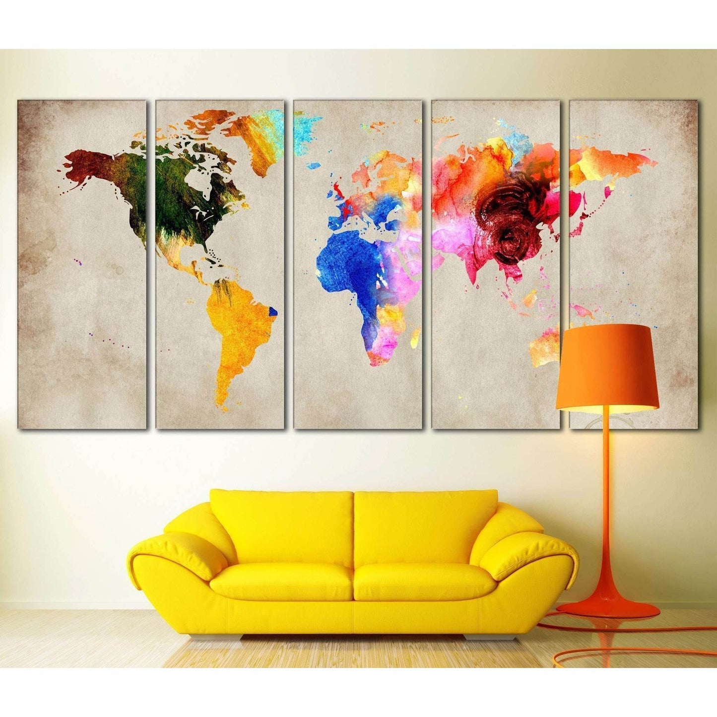 Colorful Watercolor World Map Wall DecorDecorate your walls with a colorful Watercolor Map Canvas Art Print from the world's largest art gallery. Choose from thousands of Watercolor Map artworks with various sizing options. Choose your perfect art print t
