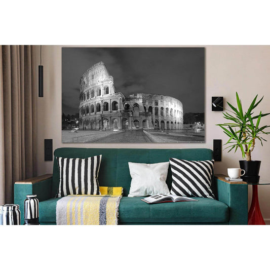 Colosseum Night Rome Black And White №SL834 Ready to Hang Canvas Print - Zellart Canvas Prints 0new, ALL_Products, Black & White Wall Art