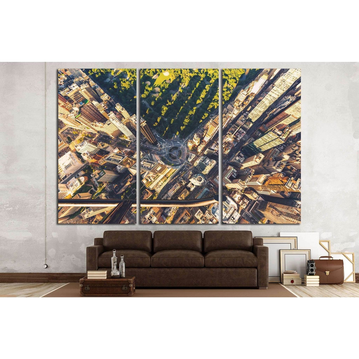 Columbus Circle and Central Park in New York City at sunset №1654 Ready to Hang Canvas Print - Zellart Canvas Prints 0_NY_ART, ALL_Products, s-1654