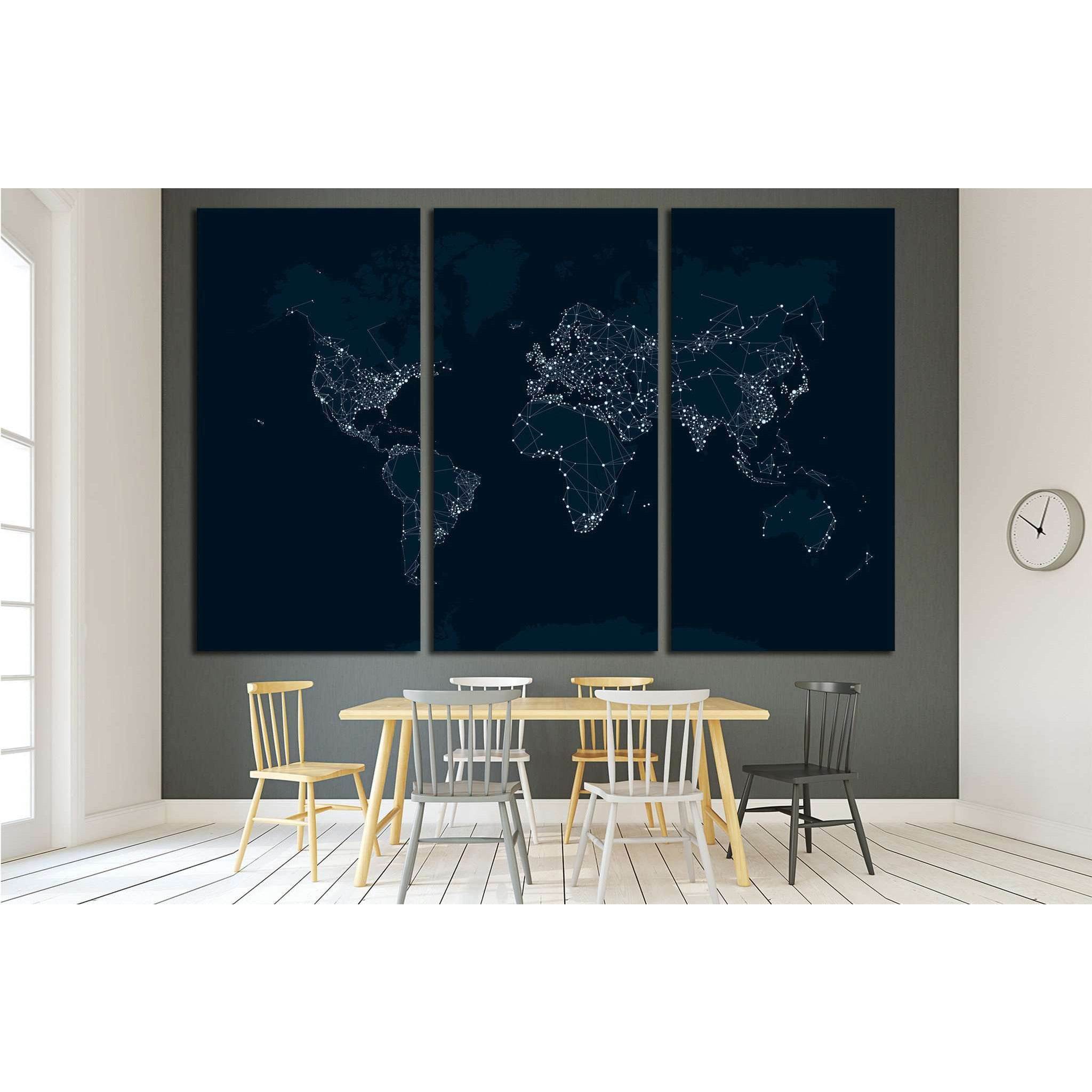 Communications network map of the world №1931 Ready to Hang Canvas Print