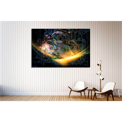 Composition of gears, fractal forms, lights and number №1593 Ready to Hang Canvas PrintCanvas art arrives ready to hang, with hanging accessories included and no additional framing required. Every canvas print is hand-crafted, made on-demand at our worksh