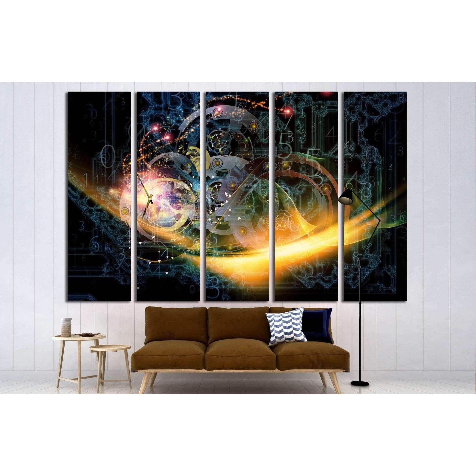 Composition of gears, fractal forms, lights and number №1593 Ready to Hang Canvas PrintCanvas art arrives ready to hang, with hanging accessories included and no additional framing required. Every canvas print is hand-crafted, made on-demand at our worksh
