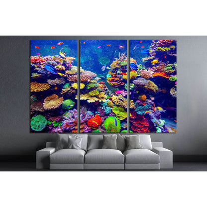 Coral Reef and Tropical Fish in Sunlight. №3064 Ready to Hang Canvas Print - Zellart Canvas Prints ALL_Products, s-3064