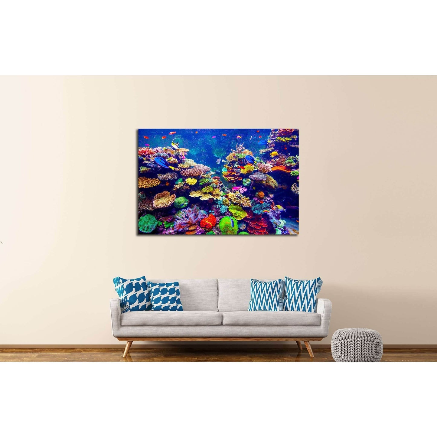 Coral Reef and Tropical Fish in Sunlight. №3064 Ready to Hang Canvas Print - Zellart Canvas Prints ALL_Products, s-3064