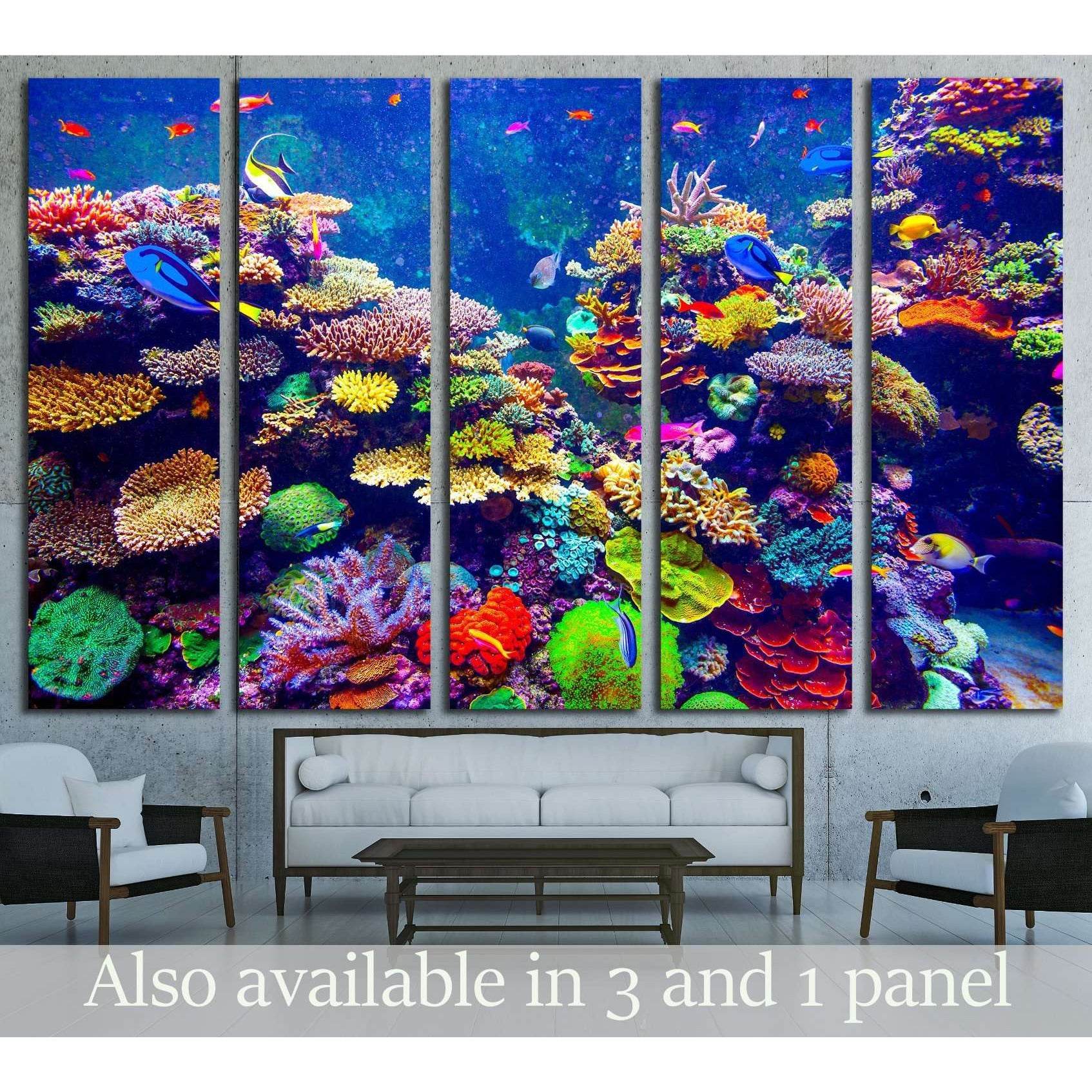 Coral Reef with Tropical fish Wall Art Canvas Print
