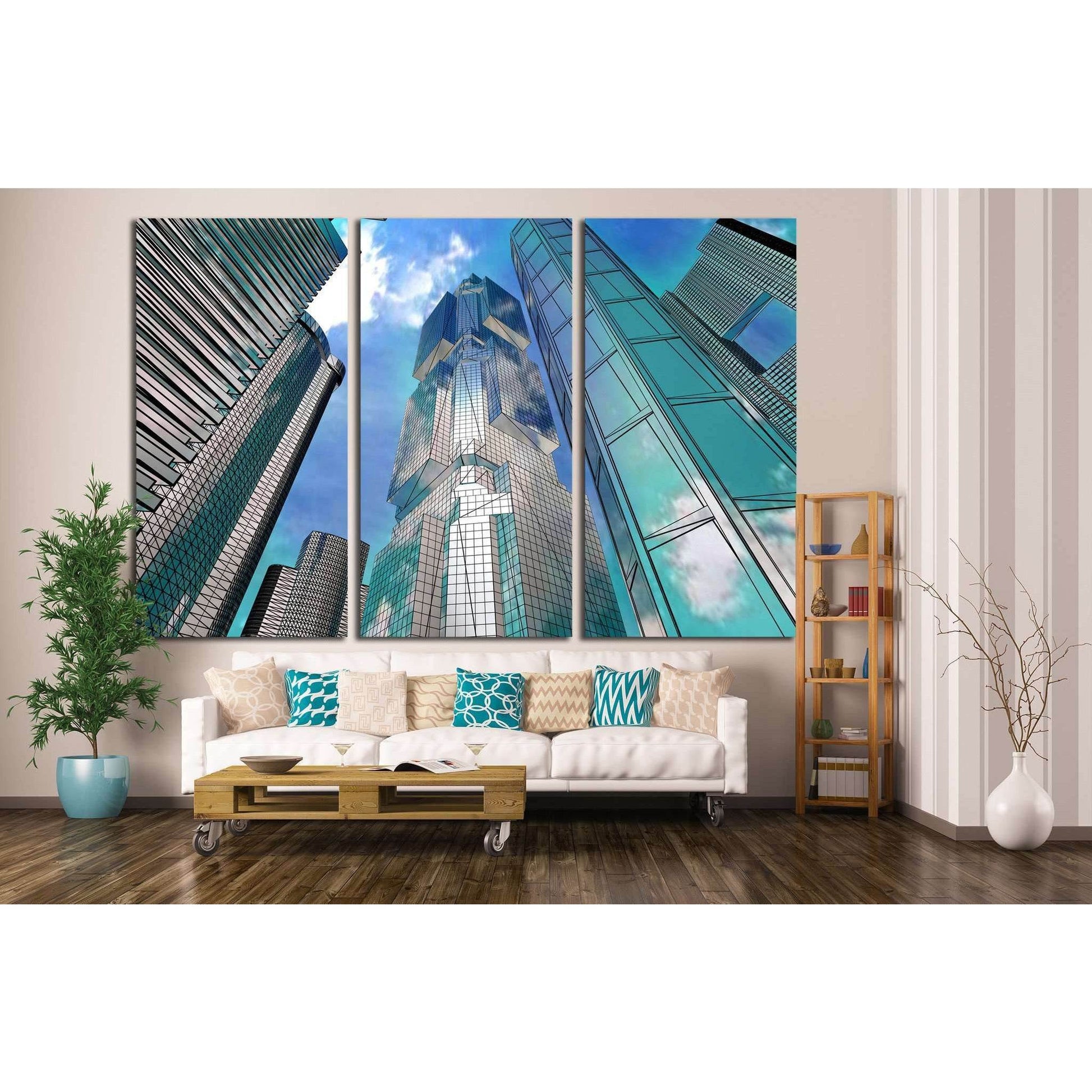 Corporate buildings in perspective №1785 Ready to Hang Canvas Print - Zellart Canvas Prints ALL_Products, s-1785