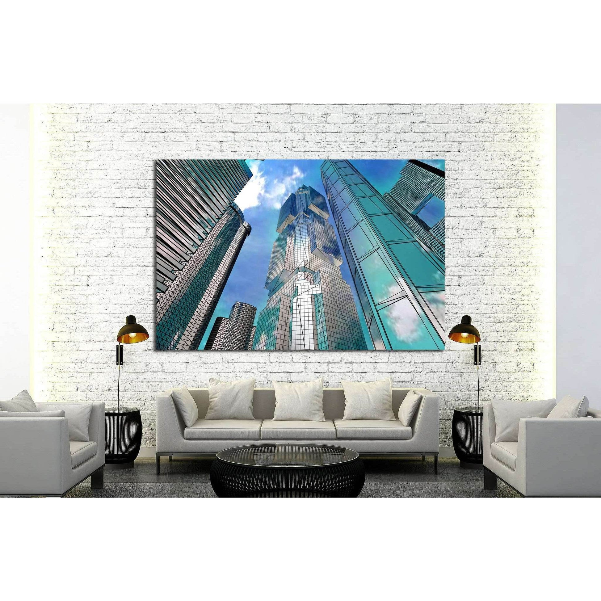Corporate buildings in perspective №1785 Ready to Hang Canvas Print - Zellart Canvas Prints ALL_Products, s-1785