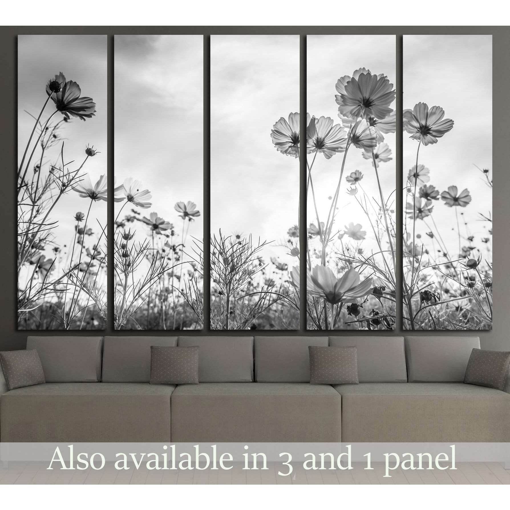 Cosmos flower on black and white background №3272 Ready to Hang Canvas Print - Zellart Canvas Prints ALL_Products, s-3272
