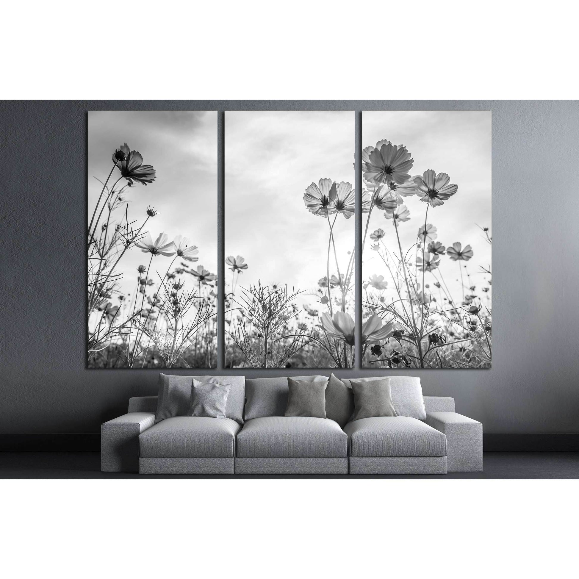 Cosmos flower on black and white background №3272 Ready to Hang Canvas Print - Zellart Canvas Prints ALL_Products, s-3272