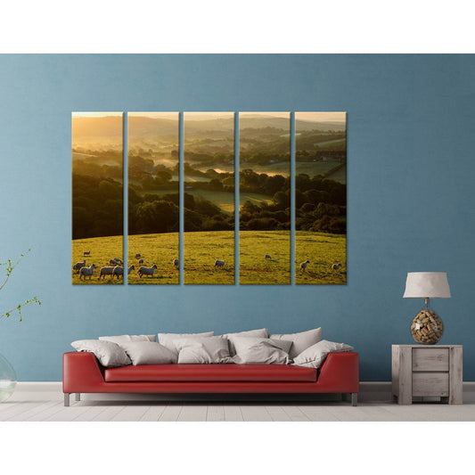 Countryside Landscape At Sunrise №04240 Ready to Hang Canvas Print - Zellart Canvas Prints ALL_Products
