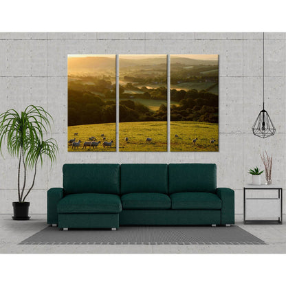 Countryside Landscape At Sunrise №04240 Ready to Hang Canvas Print - Zellart Canvas Prints ALL_Products