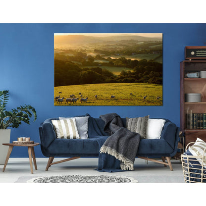 Countryside Landscape At Sunrise №04240 Ready to Hang Canvas Print - Zellart Canvas Prints ALL_Products