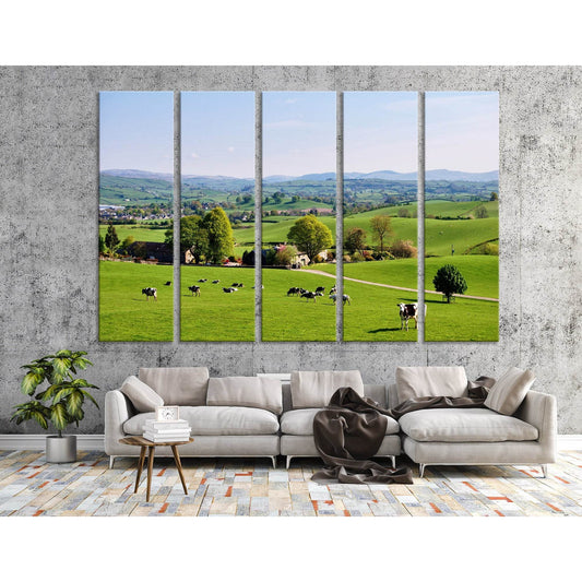 Cows On A Green Lawn In England №04220 Ready to Hang Canvas Print - Zellart Canvas Prints ALL_Products, Cow