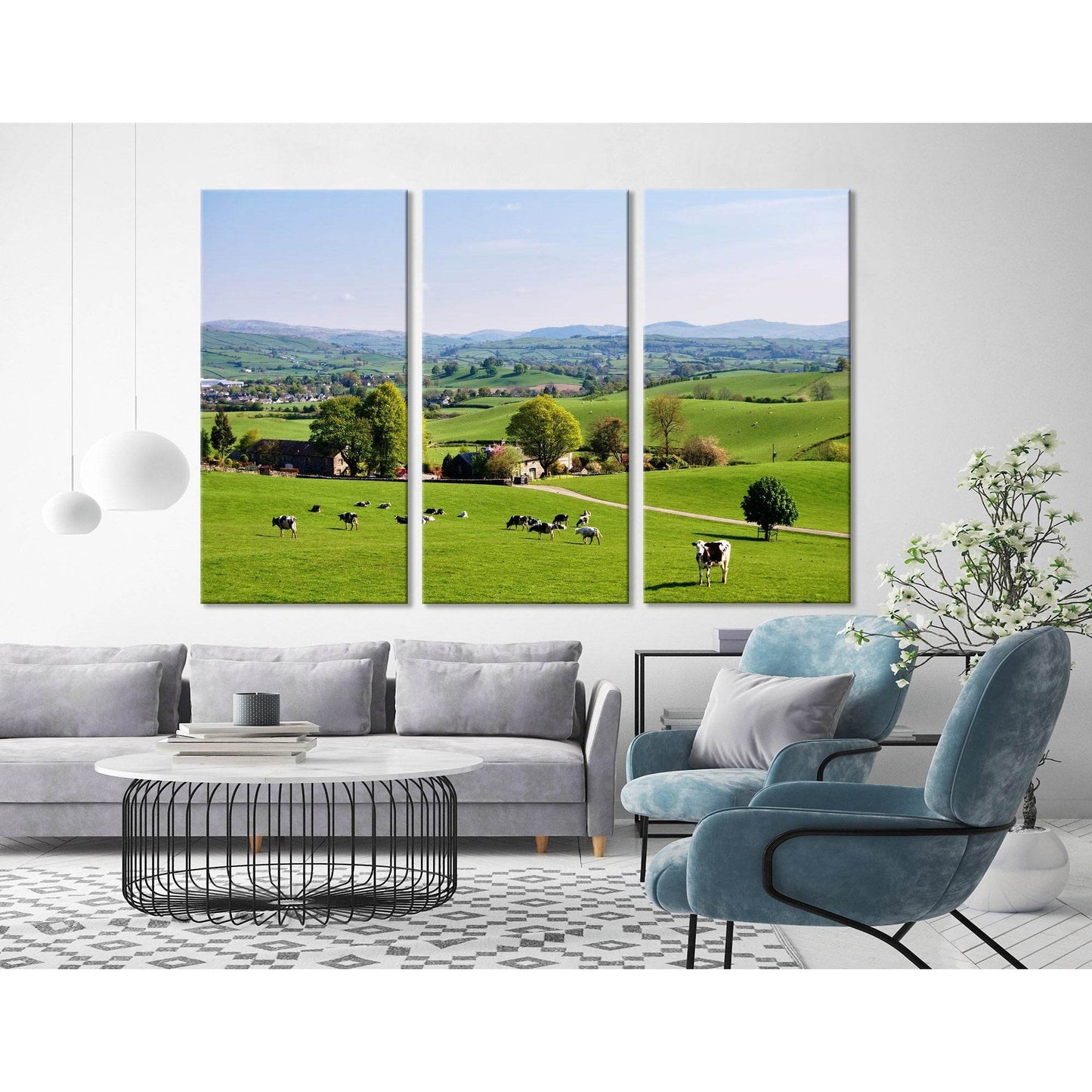 Cows On A Green Lawn In England №04220 Ready to Hang Canvas Print - Zellart Canvas Prints ALL_Products, Cow