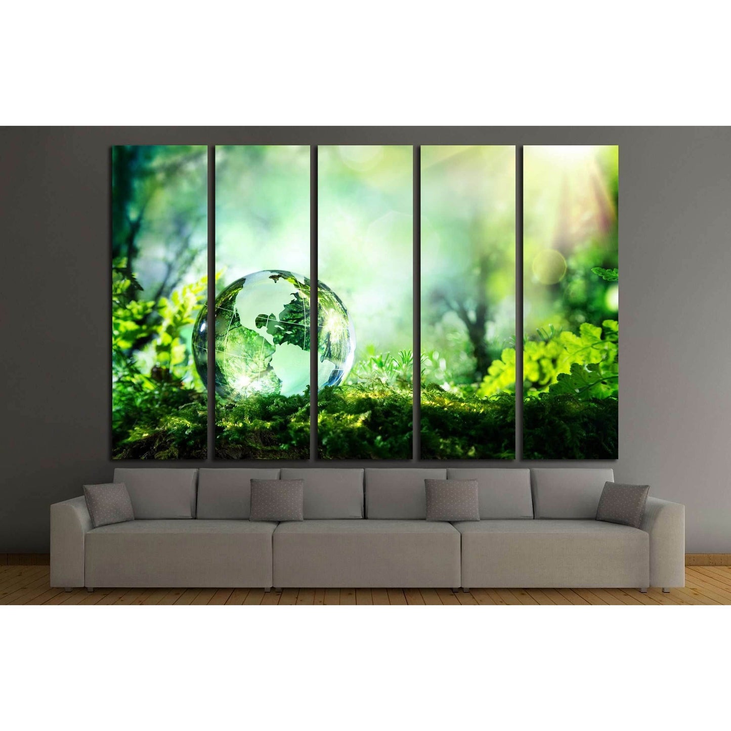 crystal globe resting on moss in a forest - environment concept №2546 Ready to Hang Canvas Print - Zellart Canvas Prints ALL_Products, s-2546