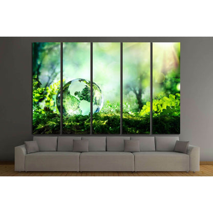 crystal globe resting on moss in a forest - environment concept №2546 Ready to Hang Canvas Print - Zellart Canvas Prints ALL_Products, s-2546