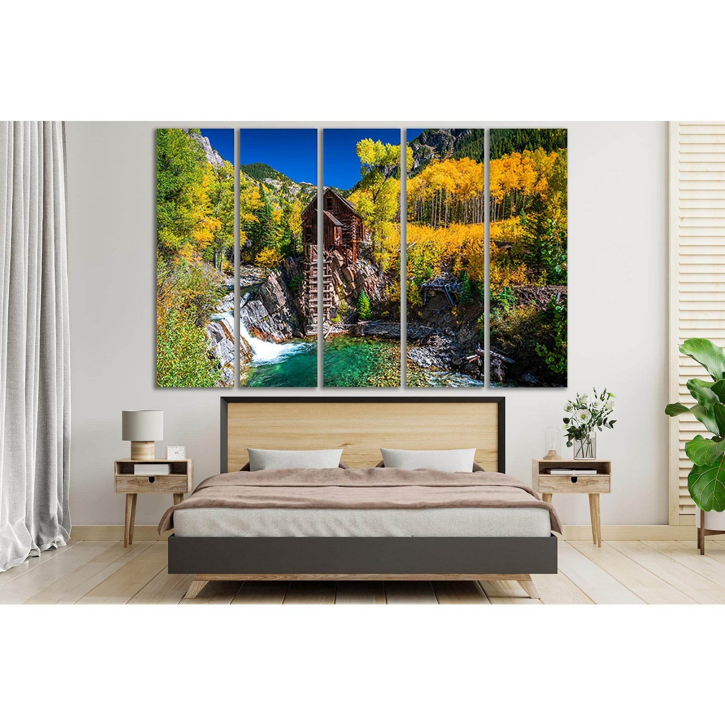 Crystal Mill Water Mill №SL633 Ready to Hang Canvas Print - Zellart Canvas Prints 0new, ALL_Products, Autumn Wall Art