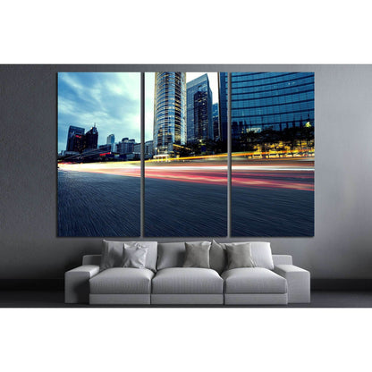 curved light trails on the city road in guangzhou №2943 Ready to Hang Canvas Print - Zellart Canvas Prints ALL_Products, s-2943