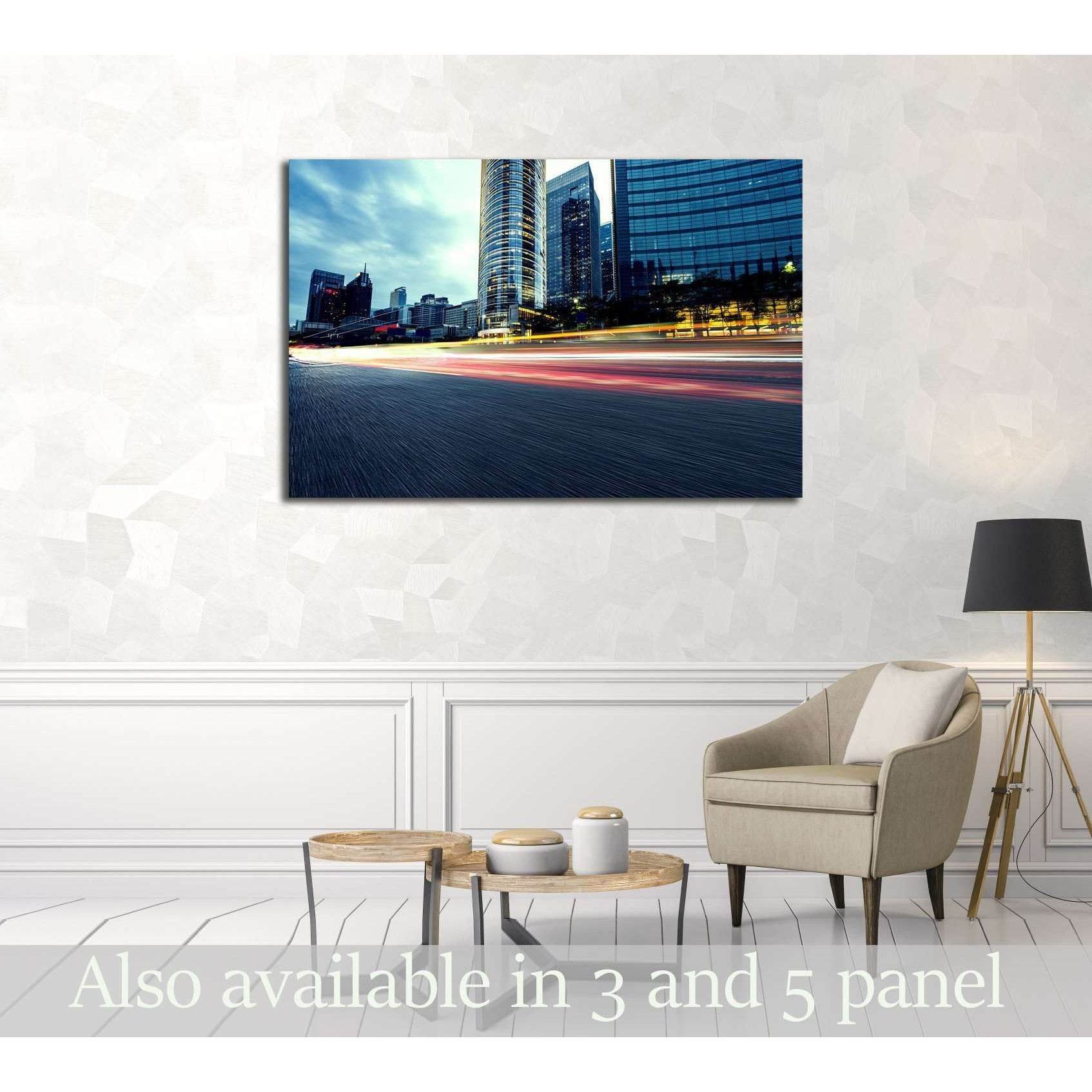 curved light trails on the city road in guangzhou №2943 Ready to Hang Canvas Print - Zellart Canvas Prints ALL_Products, s-2943