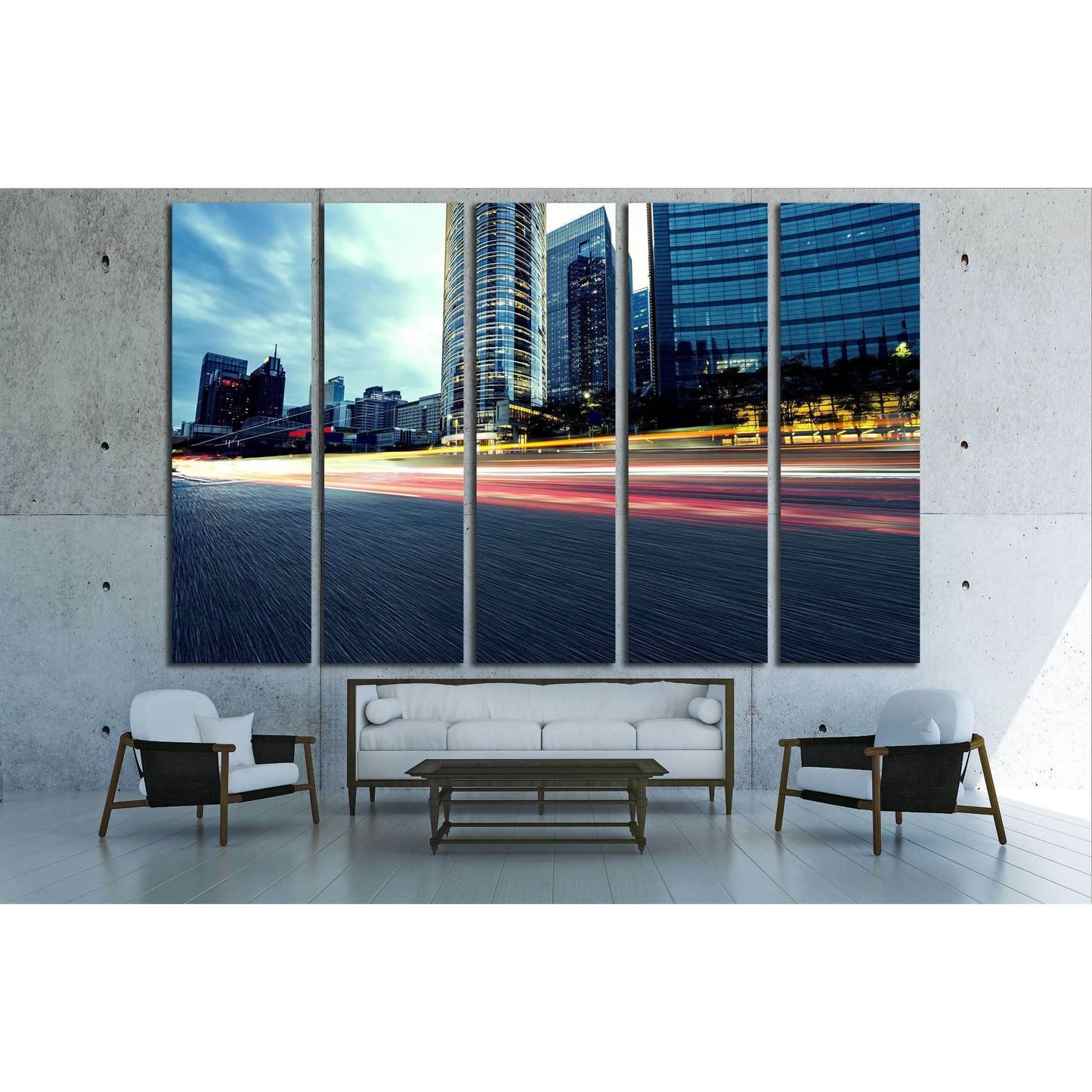 curved light trails on the city road in guangzhou №2943 Ready to Hang Canvas Print - Zellart Canvas Prints ALL_Products, s-2943