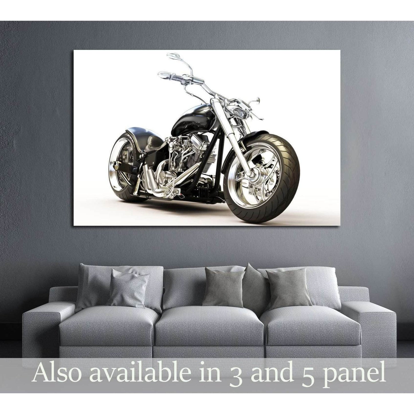 Custom black motorcycle on a white background. №2476 Ready to Hang Canvas Print - Zellart Canvas Prints ALL_Products, s-2476