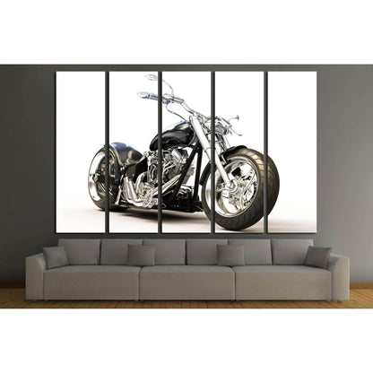 Custom black motorcycle on a white background. №2476 Ready to Hang Canvas Print - Zellart Canvas Prints ALL_Products, s-2476