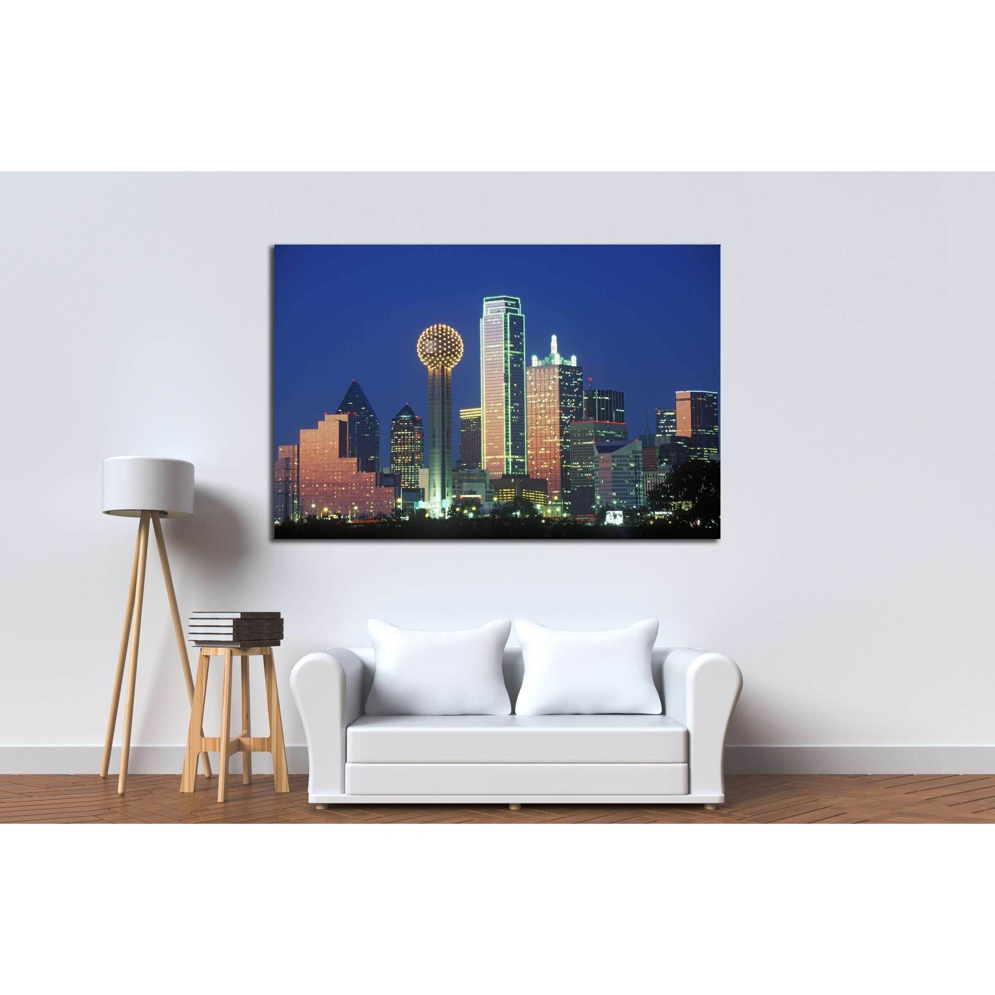 Dallas, TX skyline at night №2153 Ready to Hang Canvas Print - Zellart Canvas Prints ALL_Products, s-2153