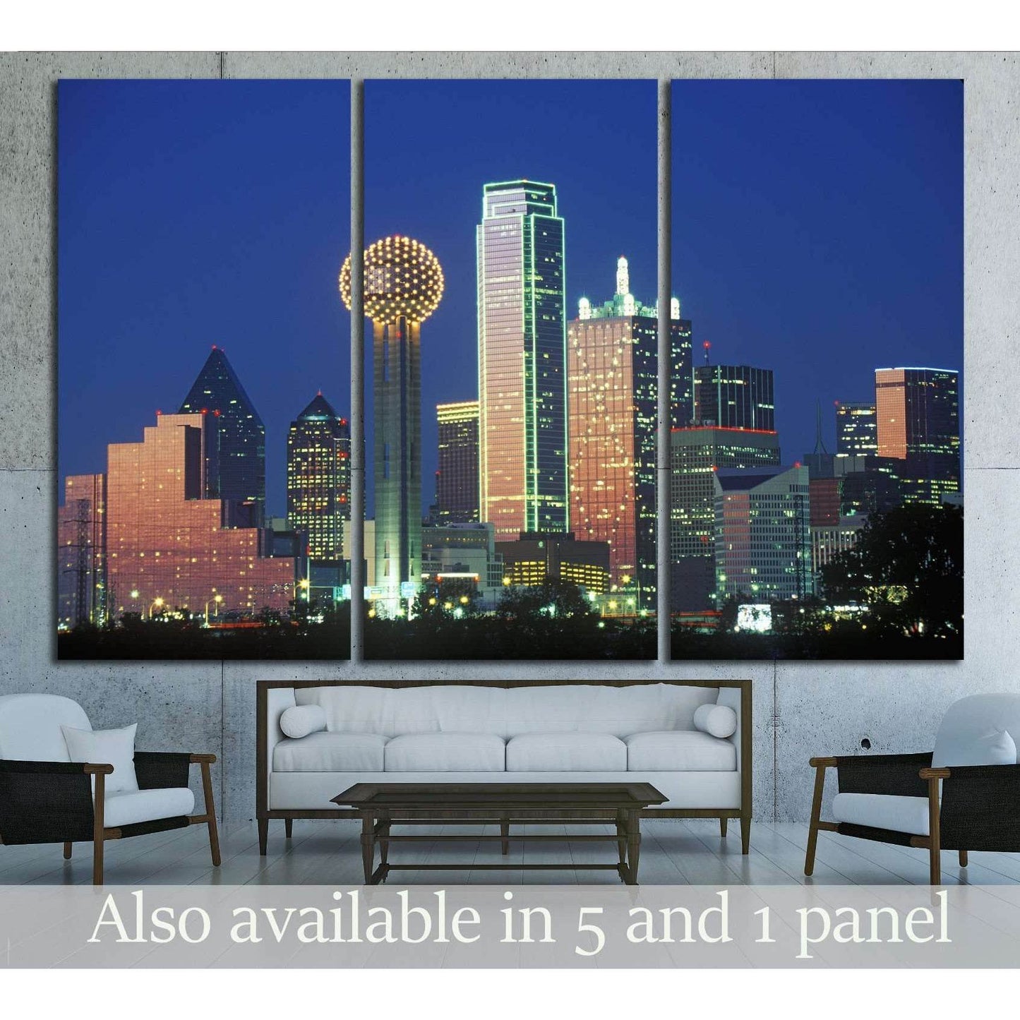 Dallas, TX skyline at night №2153 Ready to Hang Canvas Print - Zellart Canvas Prints ALL_Products, s-2153
