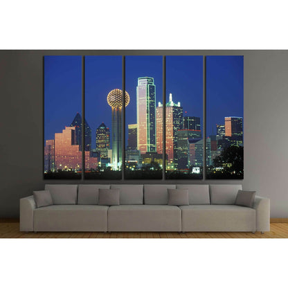 Dallas, TX skyline at night №2153 Ready to Hang Canvas Print - Zellart Canvas Prints ALL_Products, s-2153