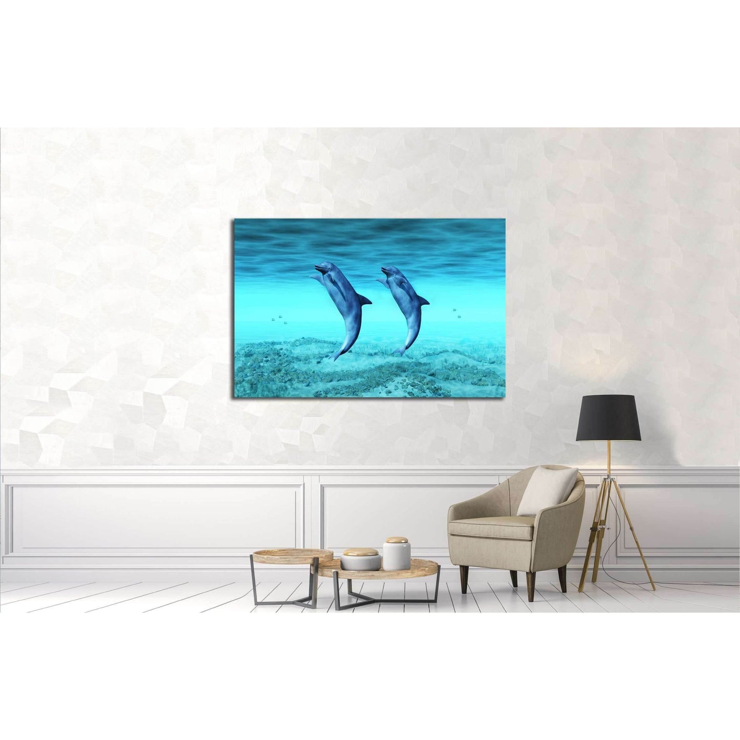dancing dolphins №2335 Ready to Hang Canvas PrintCanvas art arrives ready to hang, with hanging accessories included and no additional framing required. Every canvas print is hand-crafted, made on-demand at our workshop and expertly stretched around 100%
