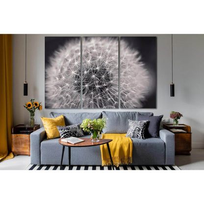 Dandelion Close Up №SL872 Ready to Hang Canvas Print - Zellart Canvas Prints 0new, ALL_Products, Black & White Wall Art