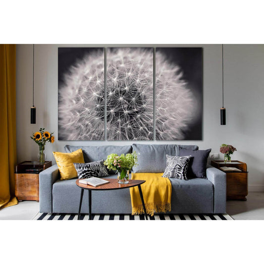 Dandelion Close Up №SL872 Ready to Hang Canvas Print - Zellart Canvas Prints 0new, ALL_Products, Black & White Wall Art