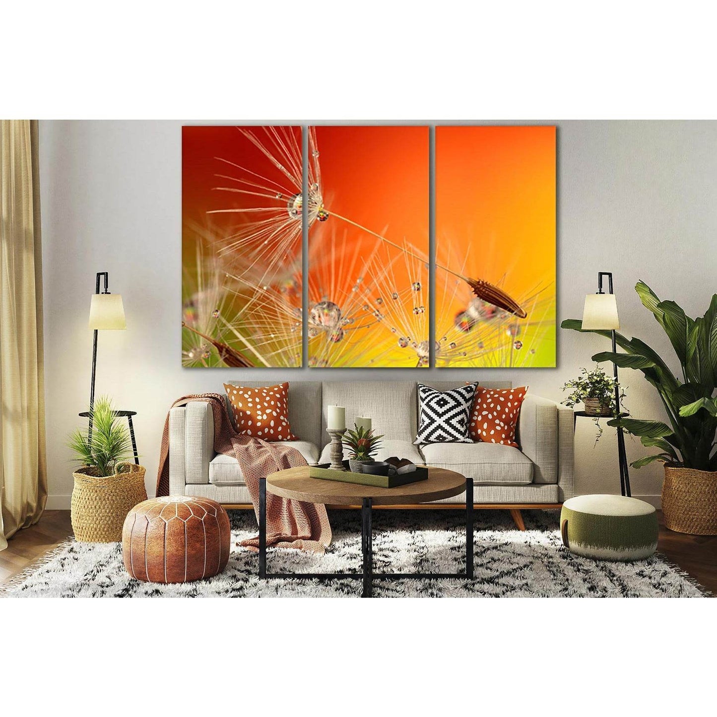 Dandelion Seeds In Dew №SL730 Ready to Hang Canvas Print - Zellart Canvas Prints 0new, ALL_Products, Floral & Botanical Wall Art