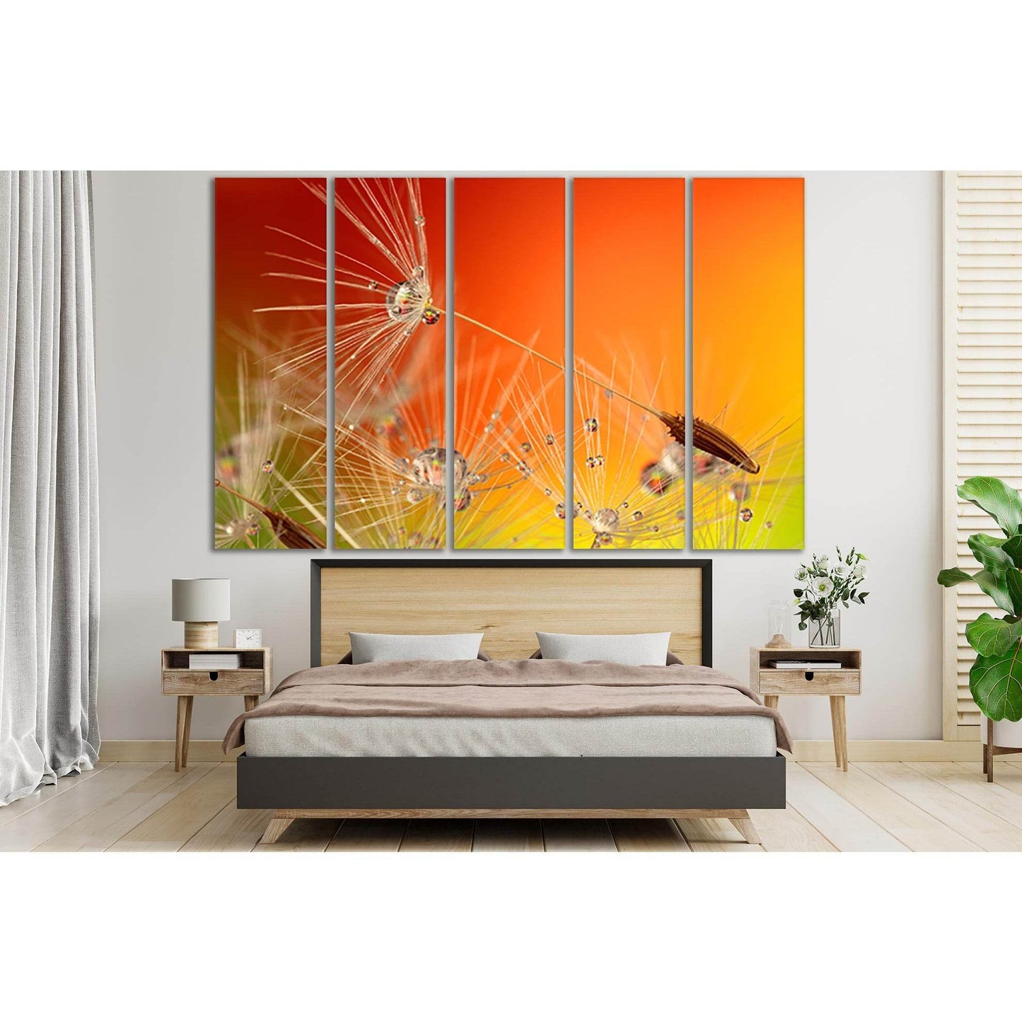 Dandelion Seeds In Dew №SL730 Ready to Hang Canvas Print - Zellart Canvas Prints 0new, ALL_Products, Floral & Botanical Wall Art