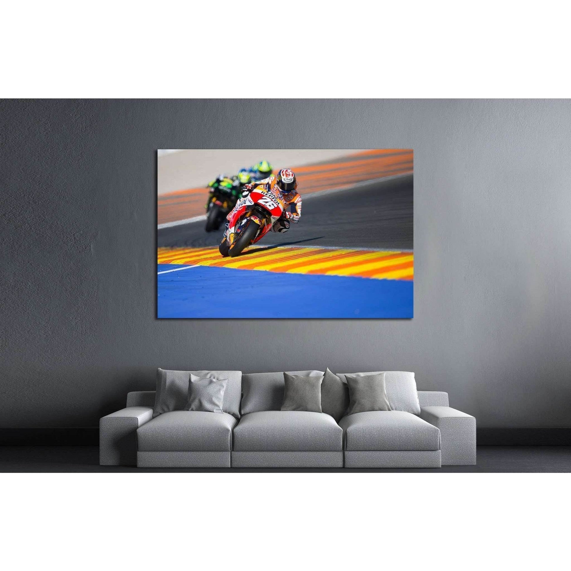 Dani Pedrosa during Motogp Grand Prix, Valencia, Spain №1893 Ready to Hang Canvas Print - Zellart Canvas Prints ALL_Products, s-1893