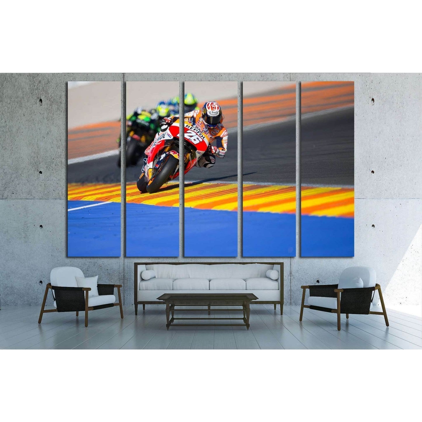 Dani Pedrosa during Motogp Grand Prix, Valencia, Spain №1893 Ready to Hang Canvas PrintCanvas art arrives ready to hang, with hanging accessories included and no additional framing required. Every canvas print is hand-crafted, made on-demand at our worksh