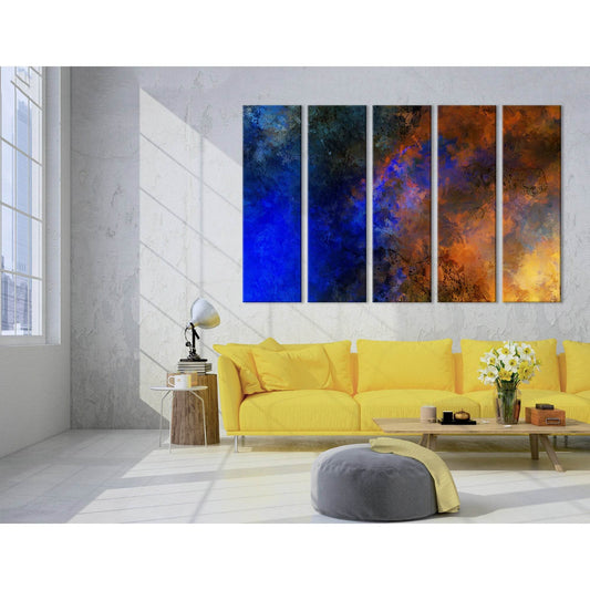 Dark Blue And Orange Abstract №04317 Ready to Hang Canvas Print - Zellart Canvas Prints ALL_Products