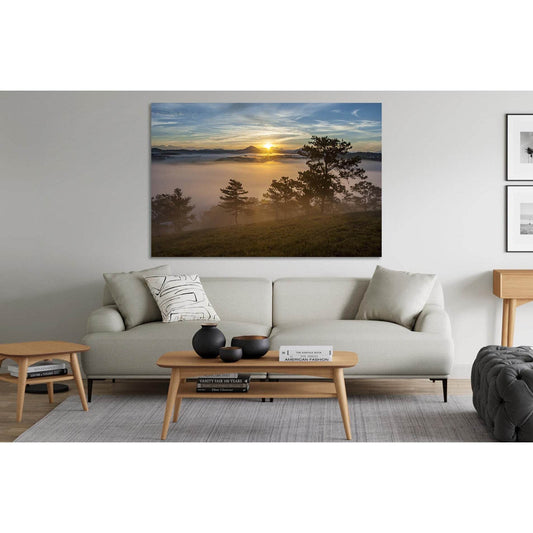 Dawn in the fog №D1753 Ready to Hang Canvas Print - Zellart Canvas Prints 0new, ALL_Products, Sunrise & sunset wall art