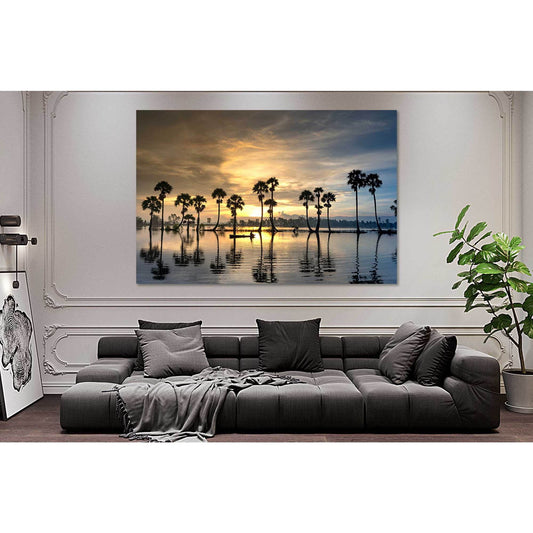 Dawn over the river №D2033 Ready to Hang Canvas Print - Zellart Canvas Prints 0new, ALL_Products, Sunrise & sunset wall art
