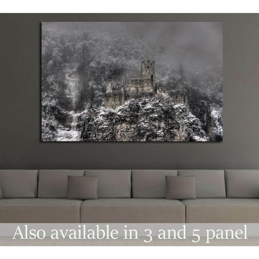 Decayed castle with clouds and snow №1790 Ready to Hang Canvas Print - Zellart Canvas Prints ALL_Products, s-1790