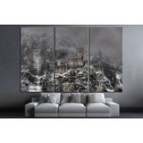 Decayed castle with clouds and snow №1790 Ready to Hang Canvas Print