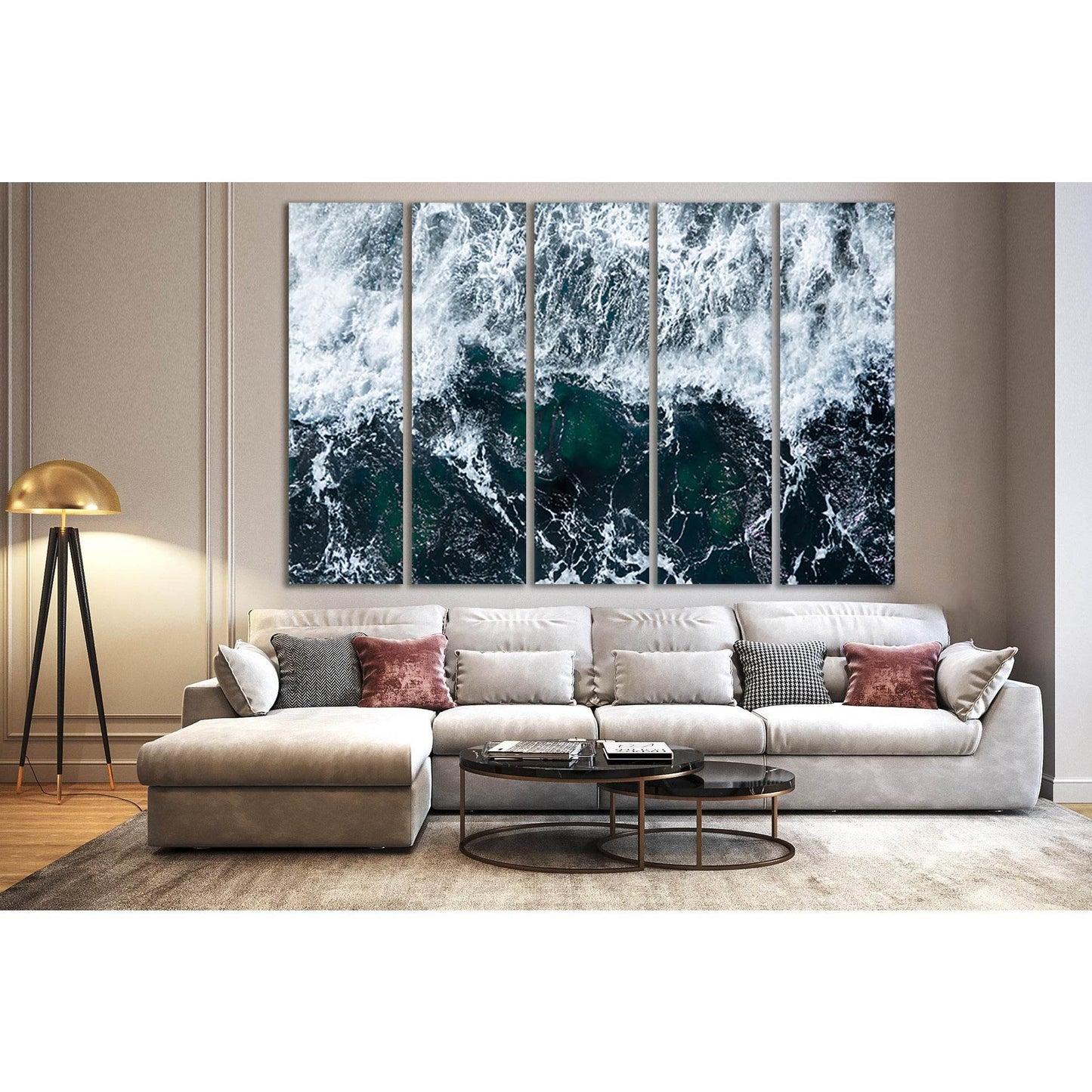 Deep Blue Ocean Waves №SL89 Ready to Hang Canvas Print - Zellart Canvas Prints 0new, ALL_Products, Beach Ocean & Waves
